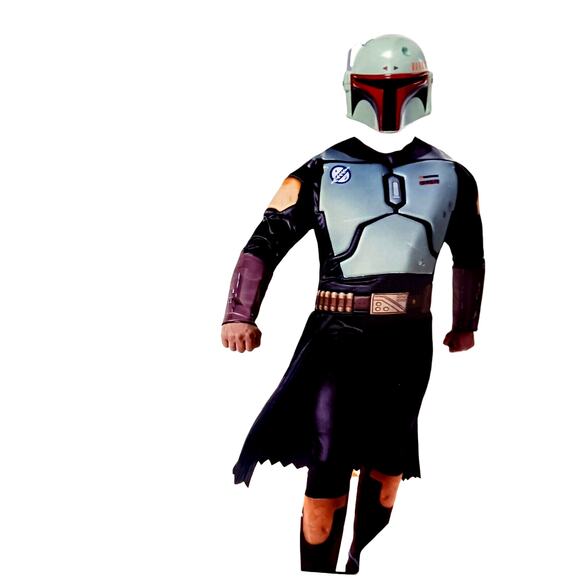 Star Wars Boba Fett Costume Mens Adult Sz M Muscle Chest jumpsuit Mask Halloween - Picture 8 of 16